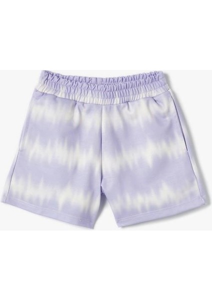 Beli Lastikli Mini Şort Rahat Kesim Batik Görünümlü Cep Detaylı fırsatları