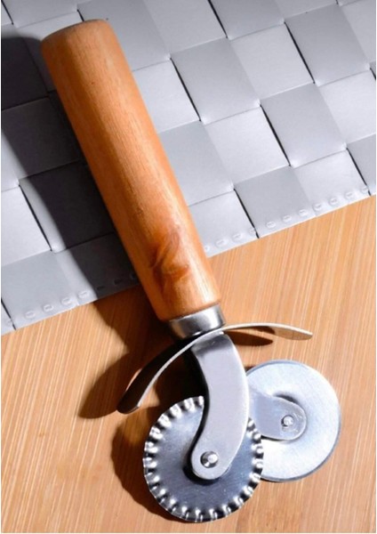 Çift Başlıklı Ahşap Saplı Pizza Kesici Hamur Kesici indirimleri