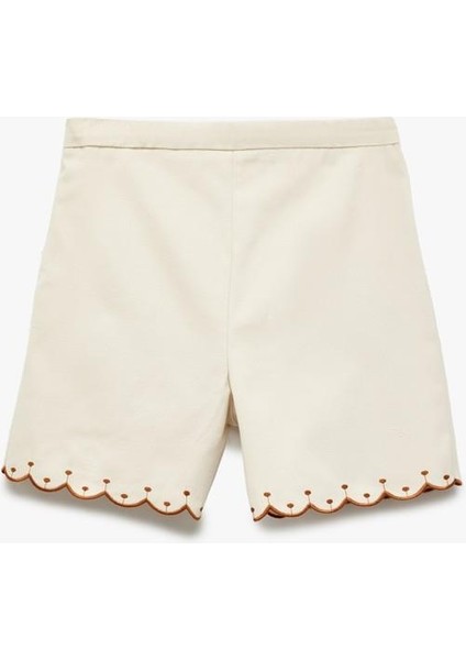 Palmiye Nakışlı Beli Lastikli Pamuklu Şort indirimleri