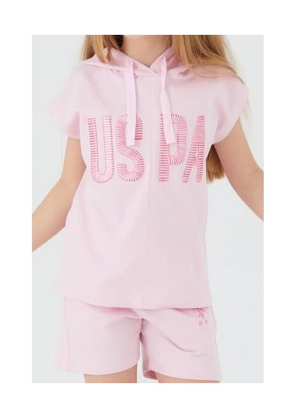 The Hat Is Detailed Toz Pembe Kız Çocuk Şort Takım