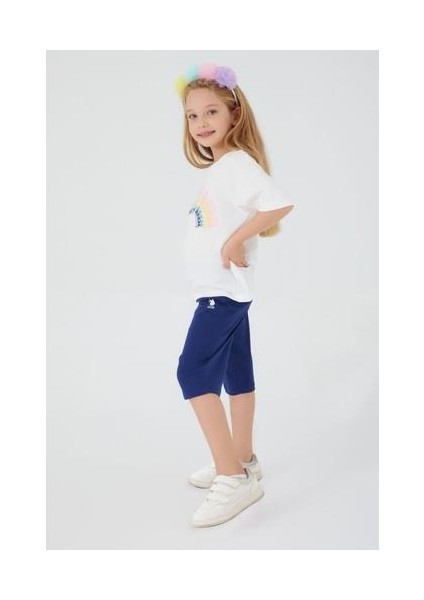 Inclined Writings Krem Kız Çocuk Kapri Takım