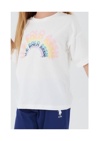 Inclined Writings Krem Kız Çocuk Kapri Takım