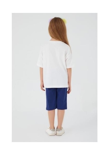 Inclined Writings Krem Kız Çocuk Kapri Takım