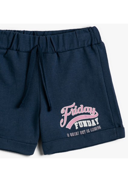 Kız Çocuk Baskılı Kısa Şort Pamuklu Beli Bağcıklı modelleri