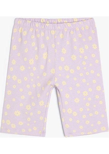 Çiçekli Kısa Tayt Beli Lastikli Pamuklu fırsatları