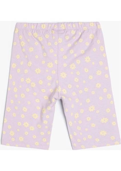 Çiçekli Kısa Tayt Beli Lastikli Pamuklu indirimleri