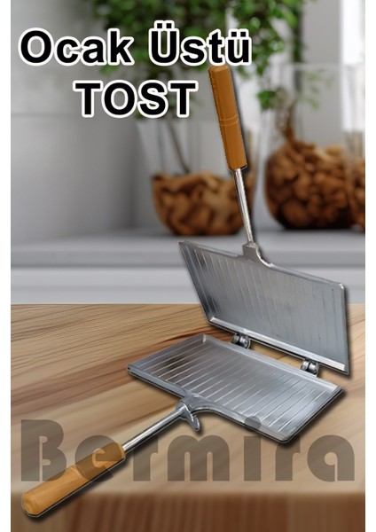 Alüminyum Ocak Üstü El Tost Makinesi, 24X18 Cm, Gri Renk, Kolay Kullanımlı ve Dayanıklı