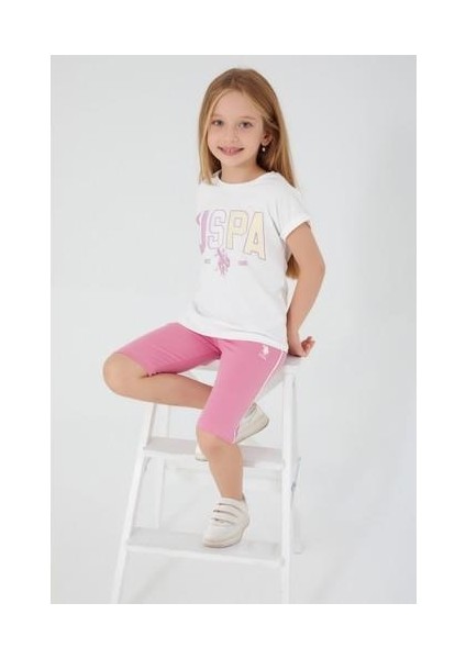 Shapeless Writing Krem Kız Çocuk Bermuda Takım