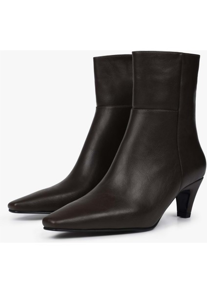 Kadın Noria Kahve Cilt Kısa Topuklu Bot