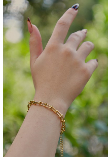 Iki Ucu Toplu Iç Içe Geçmiş Kadın Çelik Bileklik fiyatları