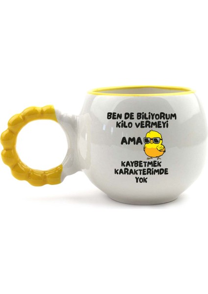Kaybetmek Karakterimde Yok El Yapımı Krem Parlak Puf Kupa - El Işçiliği Hediyelik Kupa Bardak Mug