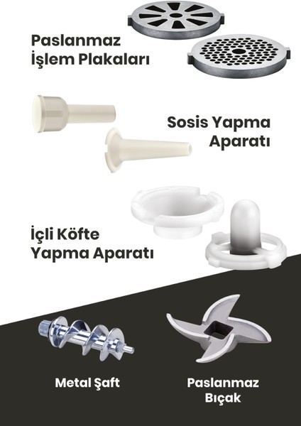 2000W Güçlü Kıyma Makinesi Beyaz, Pratik ve Hızlı Işlem