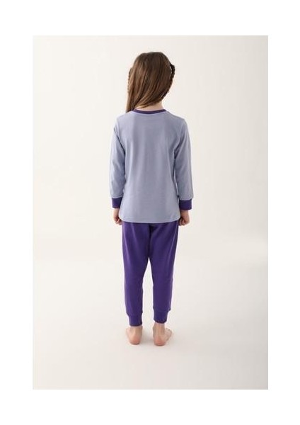 Açık Indigo Kız Çocuk Uzun Kol Pijama Takım