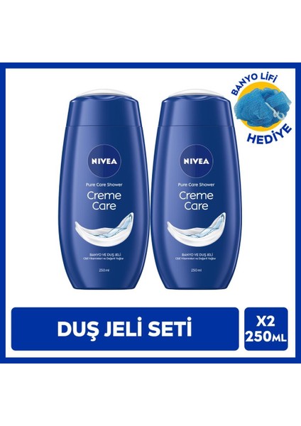 Creme Care Nemlendirici Duş Jeli 250ML ve Banyo Lifi Hediyeli, C Vitamini, Değerli Yağlar, X2 Adet, C Vitamini, Avantajlı Paket