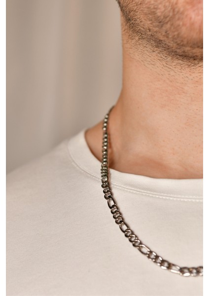 3'e 1 Figaro Model Erkek Çelik Zincir Kolye 7 mm fiyatları