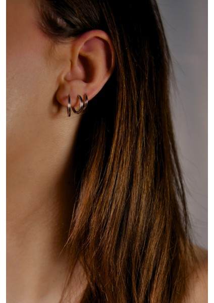 3' Lü Set Çift Halka Küpe