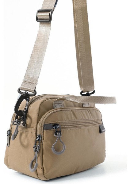 Kadın Suya Dayanıklı Paraşüt Kumaş 4 Gözlü Çapraz Askılı Oval El ve Omuz Çantas Kum fiyatları