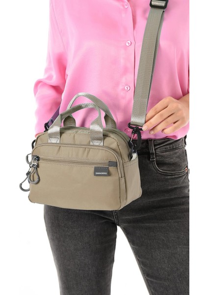 Kadın Suya Dayanıklı Paraşüt Kumaş 4 Gözlü Çapraz Askılı Oval El ve Omuz Çantas Kum fırsatları