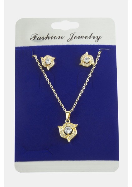 Allzey Çiçek Zirkon Taşlı Set Kolye-Gümüş Rengi fiyatları