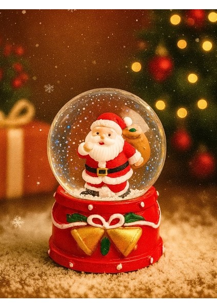 2026 Yılbaşı LED Işıklı Hediye Torbalı Noel Baba Kar Küresi – 9 cm Yılbaşı Temalı Dekoratif Süs 47