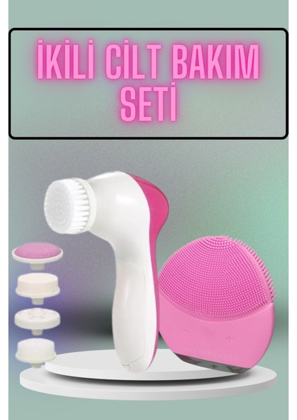 Zeroshop Ikili Cilt Bakım Seti 5 Başlıklı Yüz Temizleme ve Masaj Aleti Canlandırıcı ve Onarıcı