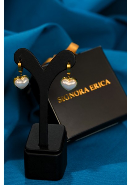 Inci Taşlı Kalp Model Çiftli Kadın Çelik Küpe modelleri