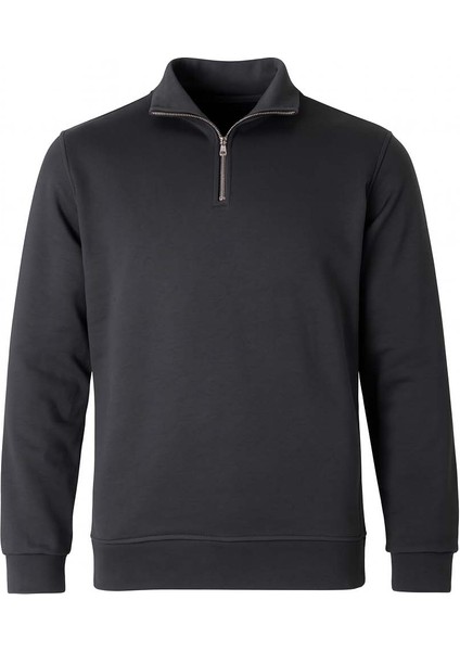 Yarım Fermuarlı 3 Iplik Antrasit Erkek Sweatshirt 5259-2