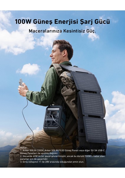 Solıx C300X Ac Taşınabilir Güç Kaynağı + PS60 Taşınabilir Güneş Paneli - B1723