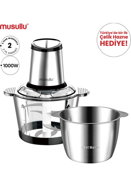 3 Lt Doğrayıcı, 6 Bıçak, Dayanıklı ve Pratik Kullanım