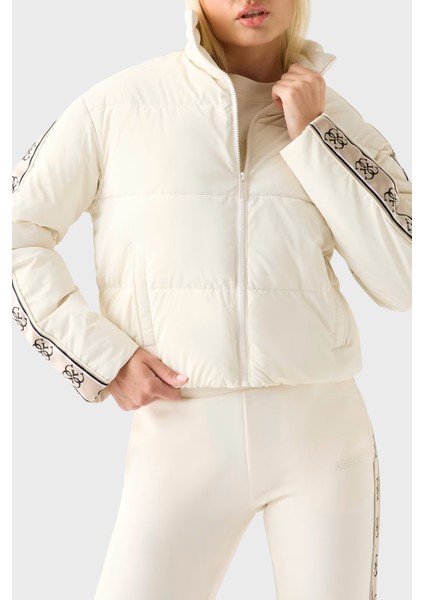 Kapitoneli Logolu Regular Fit Dik Yaka Şişme Mont V5BL11WGYC2 Bayan Mont V5BL11 Wgyc2 G6K5