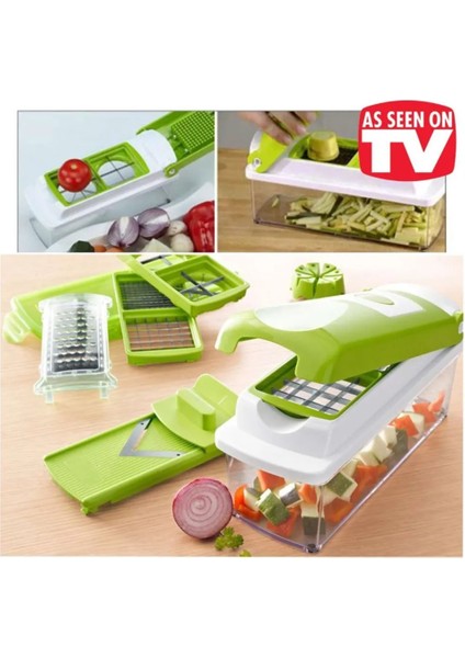 Yeşil Çok Fonksiyonlu Rende Seti 10 Parça Sebze Doğrayıcı Dilimleyici