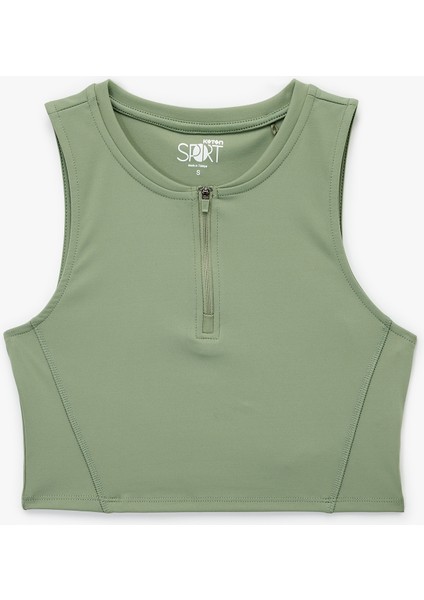 Yarım Fermuarlı Kolsuz Slim Fit Sporcu Sütyeni