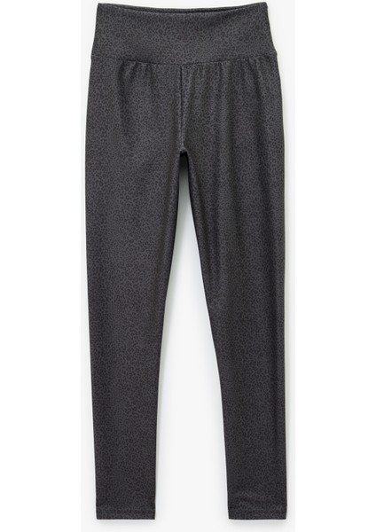 Yüksek Bel Leopar Desenli Spor Tayt