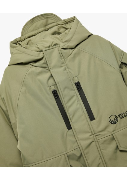 Uzun Kollu Fermuarlı Cepli Kapşonlu Mont modelleri