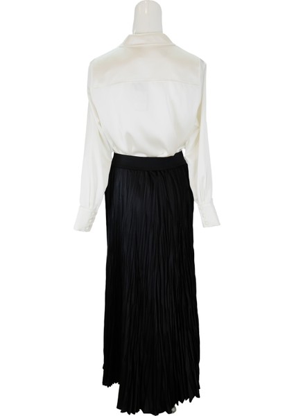 5443 Sentez Saten Kırıştırma Etek modelleri