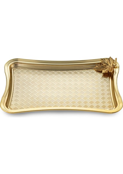 Leafy Dikdörtgen Tepsi Gold 23 cm fiyatları