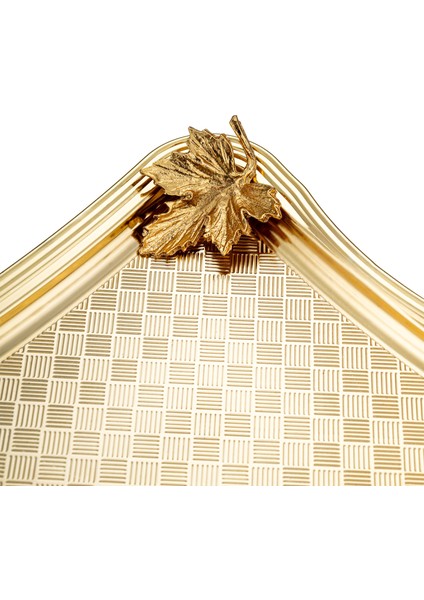 Leafy Dikdörtgen Tepsi Gold 23 cm fırsatları