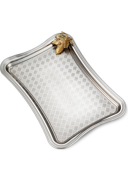 Leafy Dikdörtgen Tepsi Platin 23 cm fırsatları