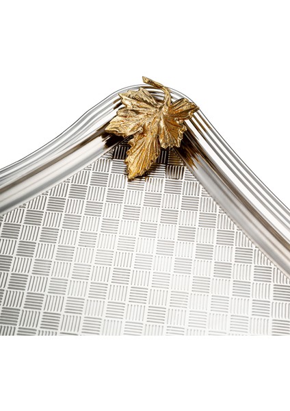 Leafy Dikdörtgen Tepsi Platin 23 cm indirimleri