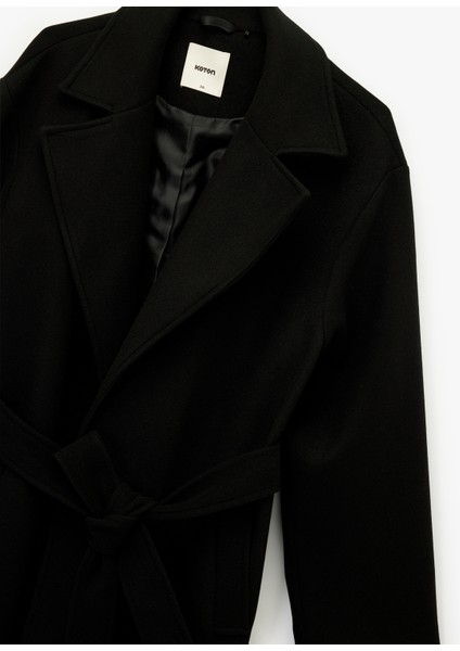 Uzun Kollu Cepli Kemerli Uzun Kaşe Kaban fırsatları