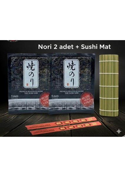 2 Adet 5li Nori Sushi Yosunu + Sushi Matı Hediye / Suşi Seti