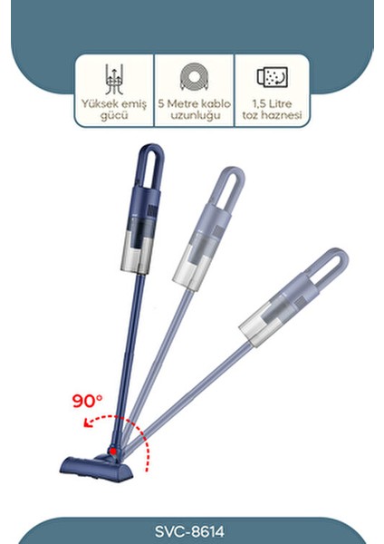 SVC-8614 Elektrikli Süpürge Turbo Başlık Özelliğiyle 1.5 L Toz Haznesiyle Kullanıma Uygun fırsatları