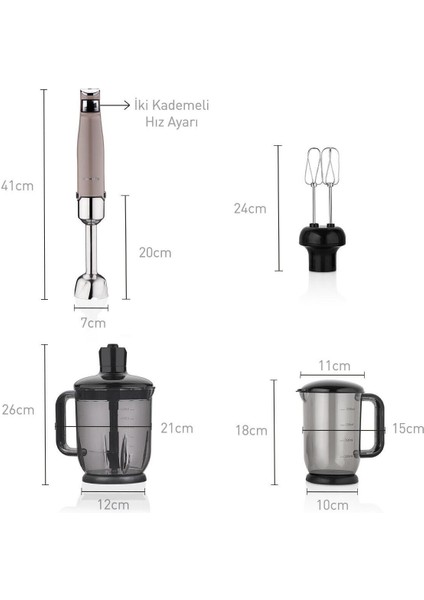 Bej 10 Parça Çok Fonksiyonlu Mutfak Robotu, 500+ Ml, 2 Yıl, Paslanmaz Çelik fiyatları