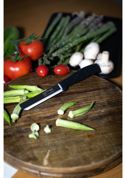 Siyah Simli Ava Bıçak – 22 Cm, Tırtıklı Ağız, Paslanmaz Alman Çeliği fiyatları