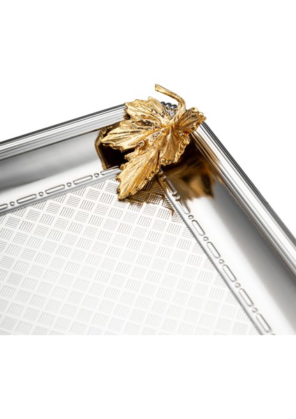 Leafy Kare Tepsi Platin 23 cm