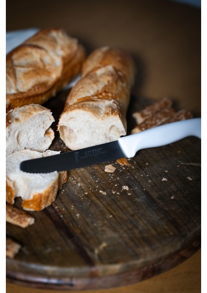 Beyaz Sebze Bıçağı – Tırtıklı, 22 Cm, Paslanmaz Alman Çeliği, Ergonomik Sap (Tekli)