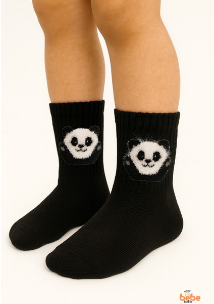 Sevimli Panda Figürlü Çocuk Çorap Pamuklu Günlük ve Okul Çorabı Kız ve Erkek Çocuk Panda Çorap