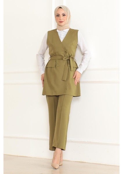 Kemer Detaylı Ikili Takım Haki 19232