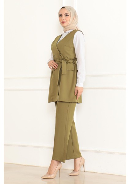 Kemer Detaylı Ikili Takım Haki 19232 modelleri