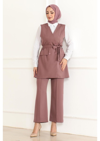 Kemer Detaylı Ikili Takım Gül Kurusu 19232 modelleri